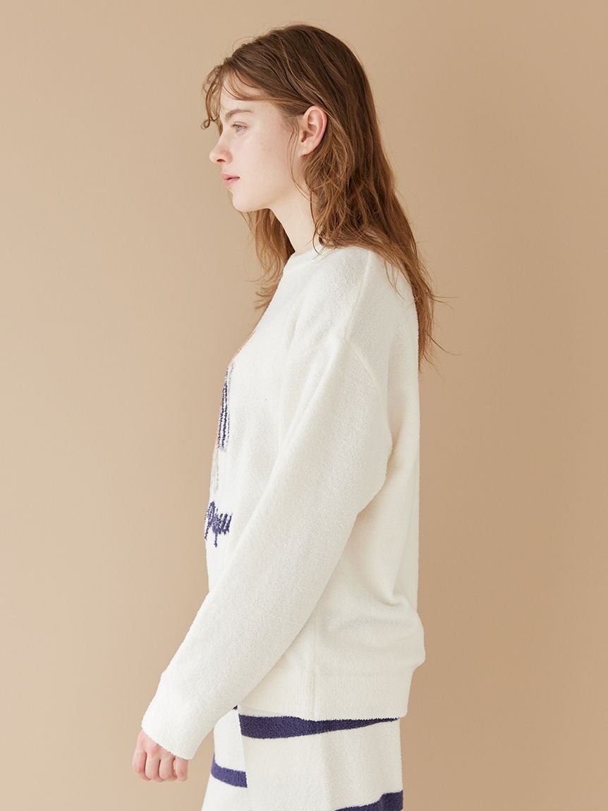 【UNISEX】AIRY MOCO針織3DOG提花上衣&條紋長褲SET PUNT261152