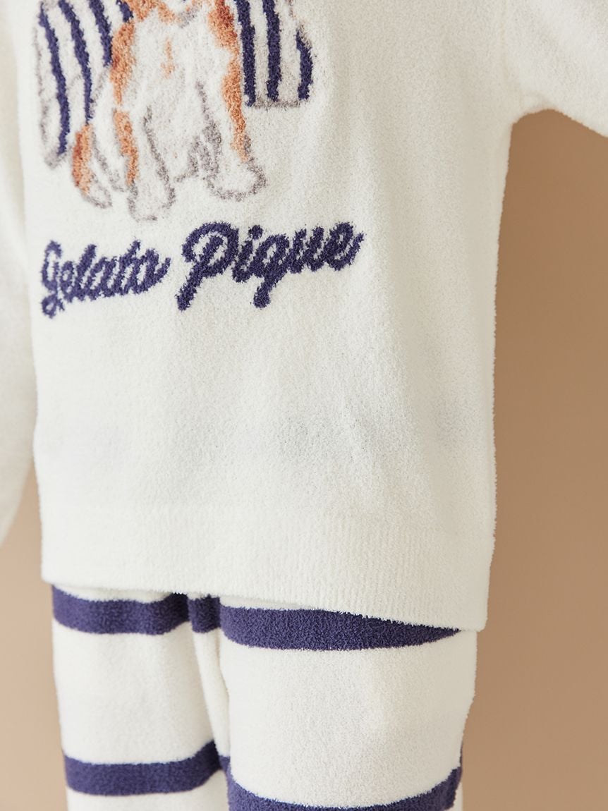 【UNISEX】AIRY MOCO針織3DOG提花上衣&條紋長褲SET PUNT261152