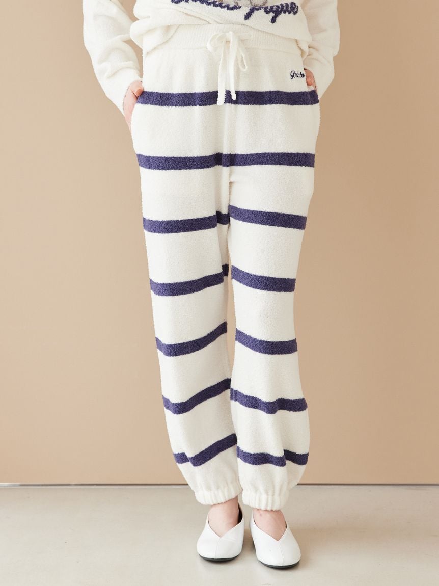 【UNISEX】AIRY MOCO針織3DOG提花上衣&條紋長褲SET PUNT261152