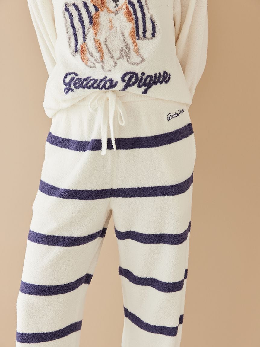 【UNISEX】AIRY MOCO針織3DOG提花上衣&條紋長褲SET PUNT261152