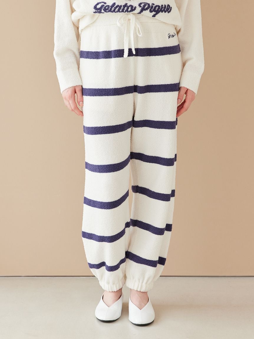 【UNISEX】AIRY MOCO針織3DOG提花上衣&條紋長褲SET PUNT261152