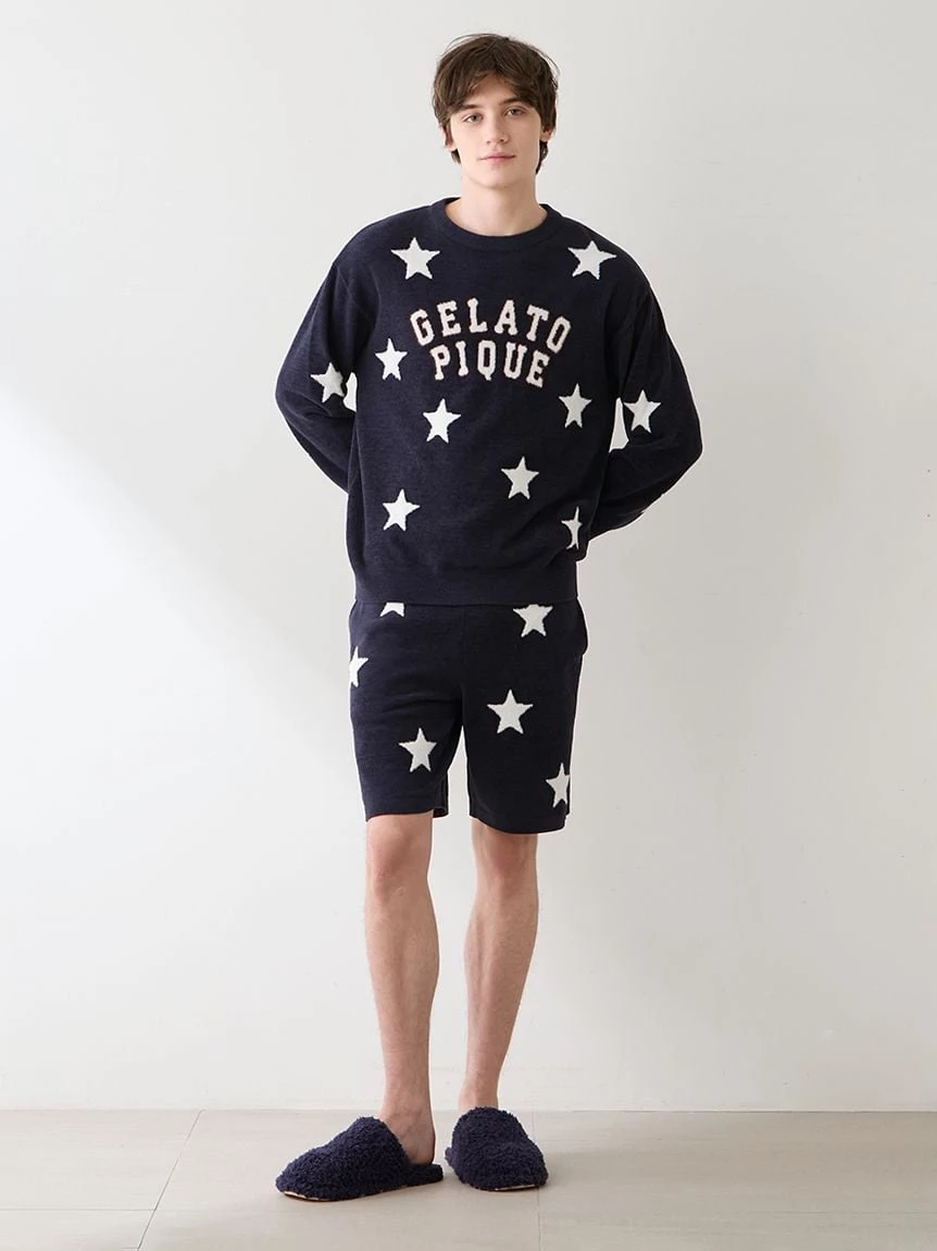 【UNISEX】Airy Moco美式學院風星星提花上衣 PUNT264043