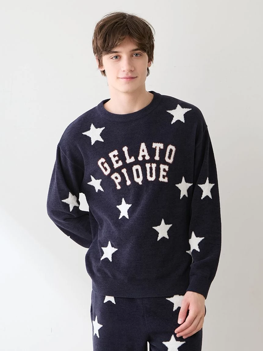 【UNISEX】Airy Moco美式學院風星星提花上衣 PUNT264043