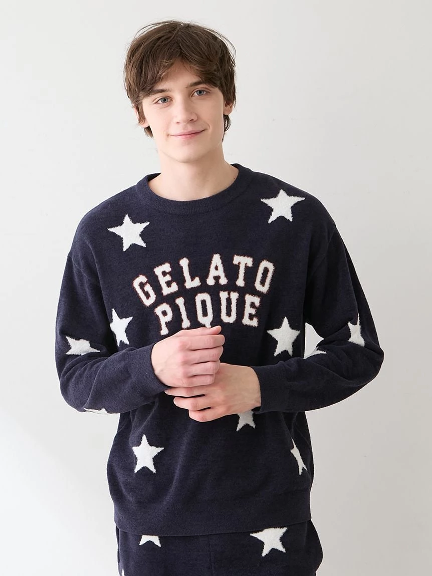 【UNISEX】Airy Moco美式學院風星星提花上衣 PUNT264043