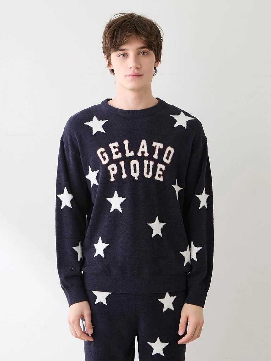 【UNISEX】Airy Moco美式學院風星星提花上衣 PUNT264043