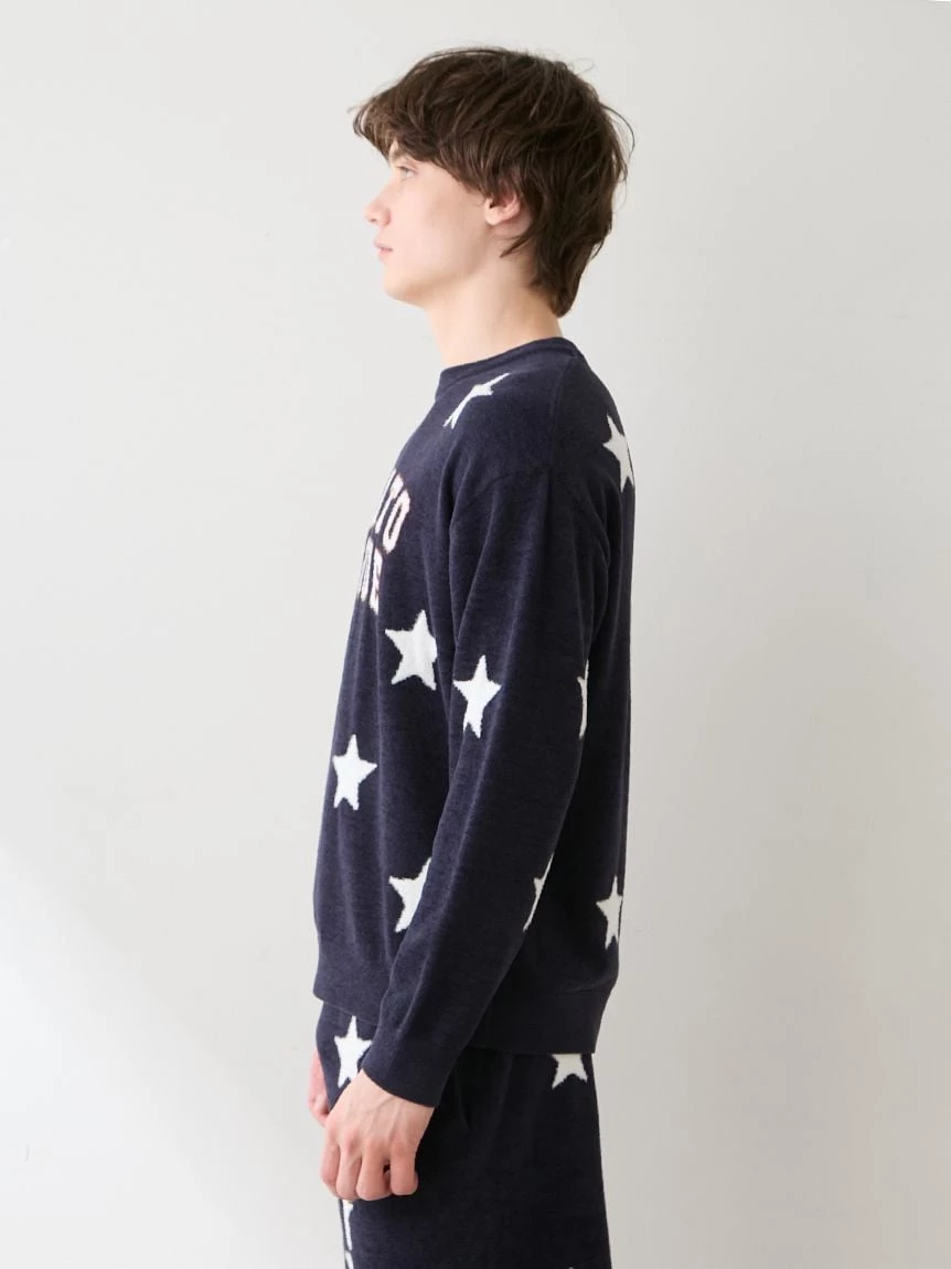 【UNISEX】Airy Moco美式學院風星星提花上衣 PUNT264043