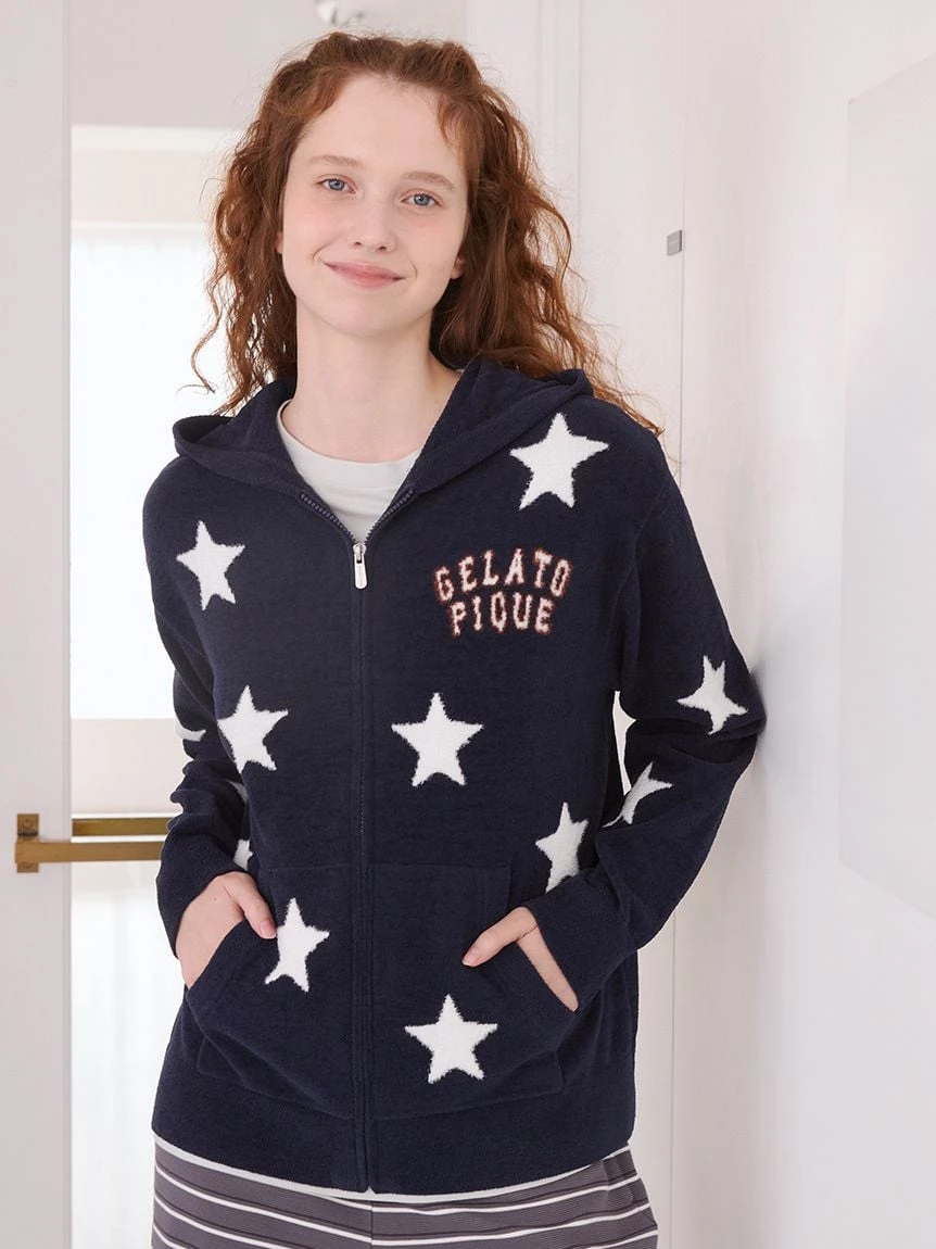 【UNISEX】Airy Moco美式學院風星星提花連帽上衣 PUNT264044