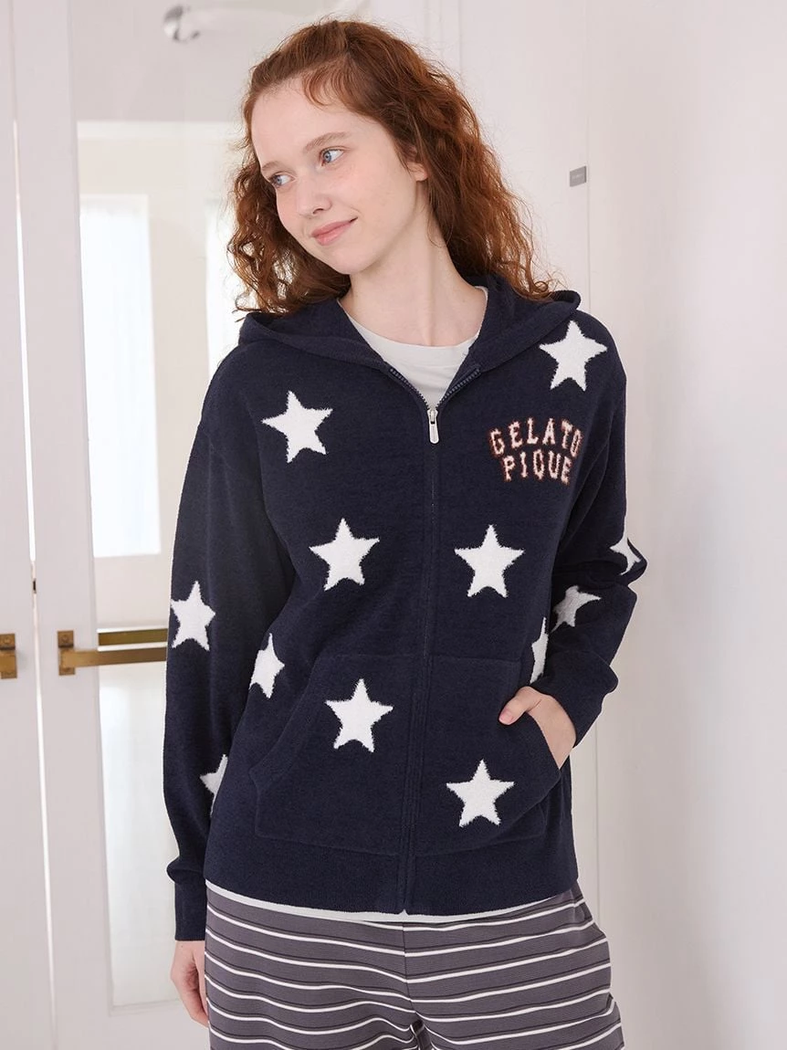 【UNISEX】Airy Moco美式學院風星星提花連帽上衣 PUNT264044
