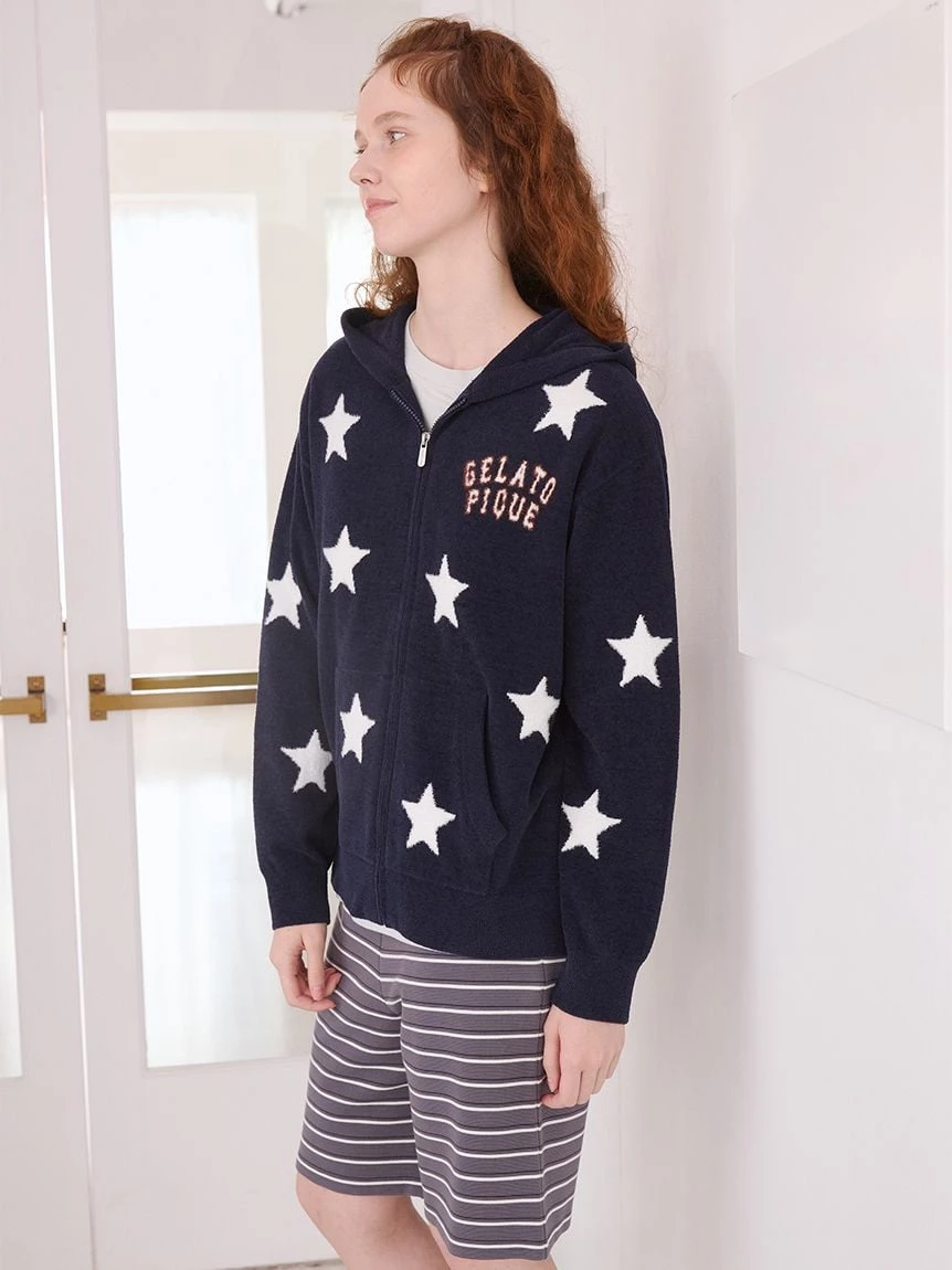 【UNISEX】Airy Moco美式學院風星星提花連帽上衣 PUNT264044