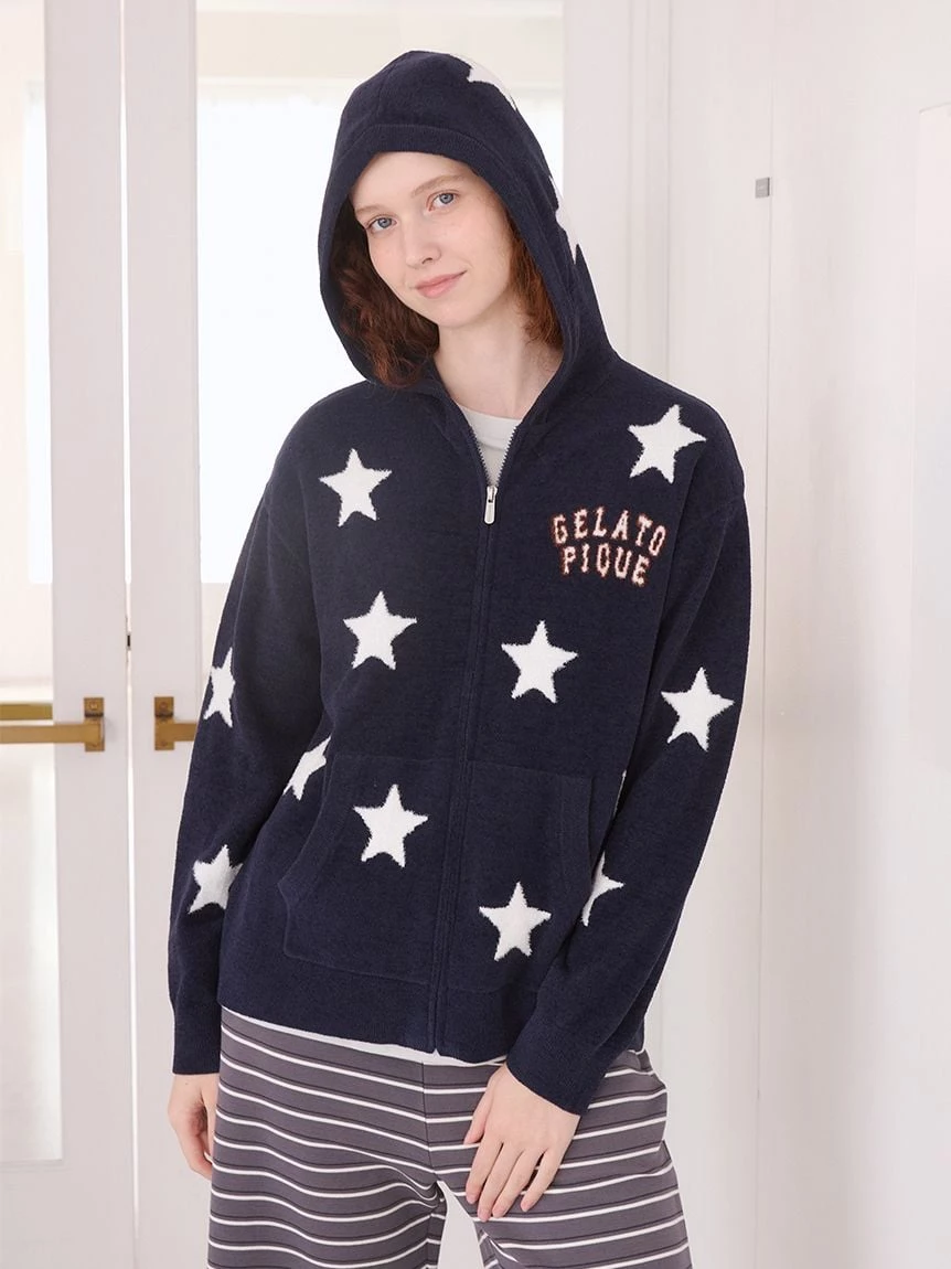 【UNISEX】Airy Moco美式學院風星星提花連帽上衣 PUNT264044