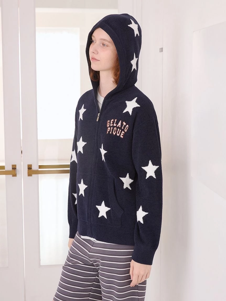 【UNISEX】Airy Moco美式學院風星星提花連帽上衣 PUNT264044