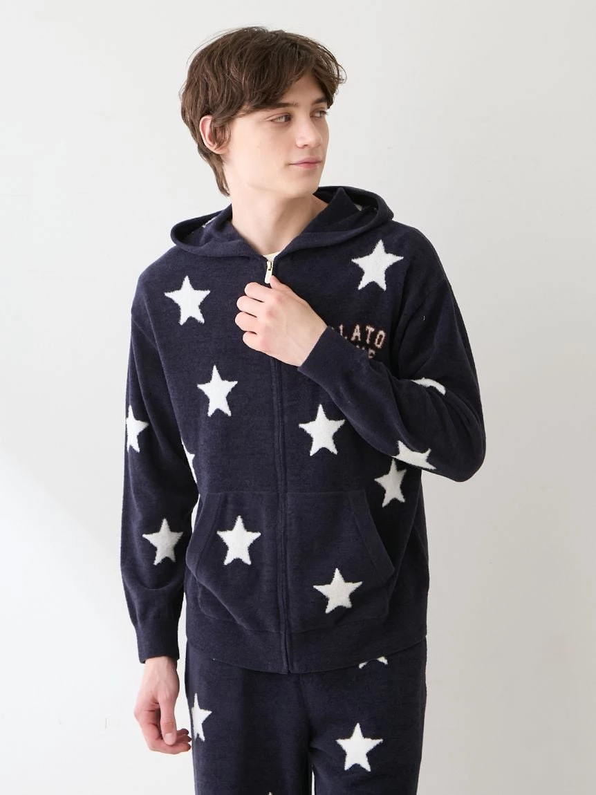 【UNISEX】Airy Moco美式學院風星星提花連帽上衣 PUNT264044