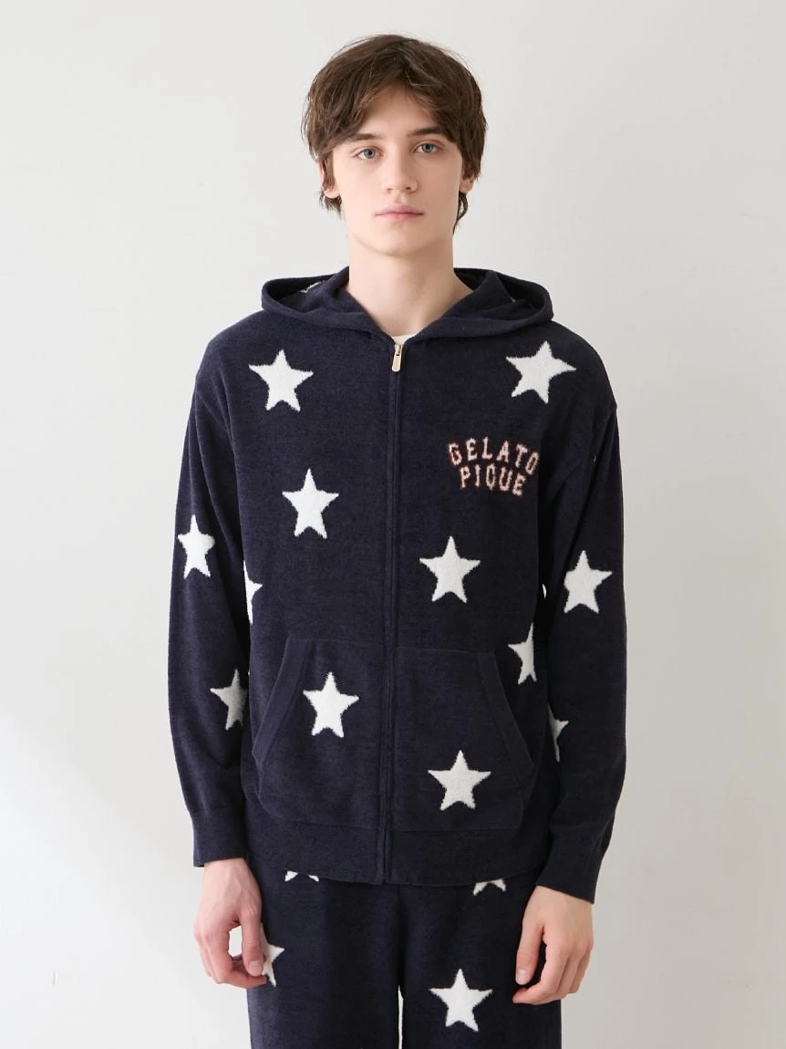 【UNISEX】Airy Moco美式學院風星星提花連帽上衣 PUNT264044