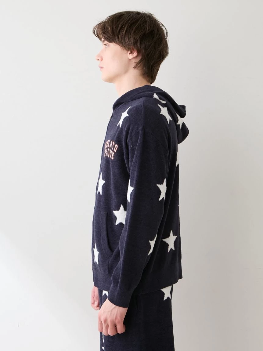 【UNISEX】Airy Moco美式學院風星星提花連帽上衣 PUNT264044