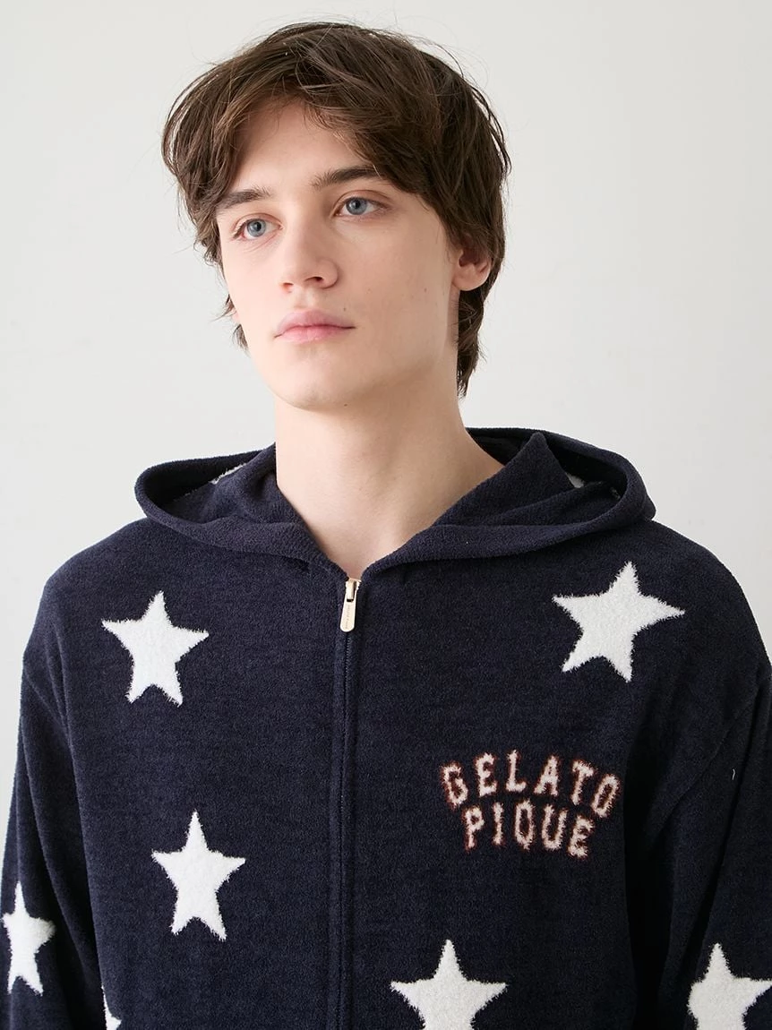 【UNISEX】Airy Moco美式學院風星星提花連帽上衣 PUNT264044