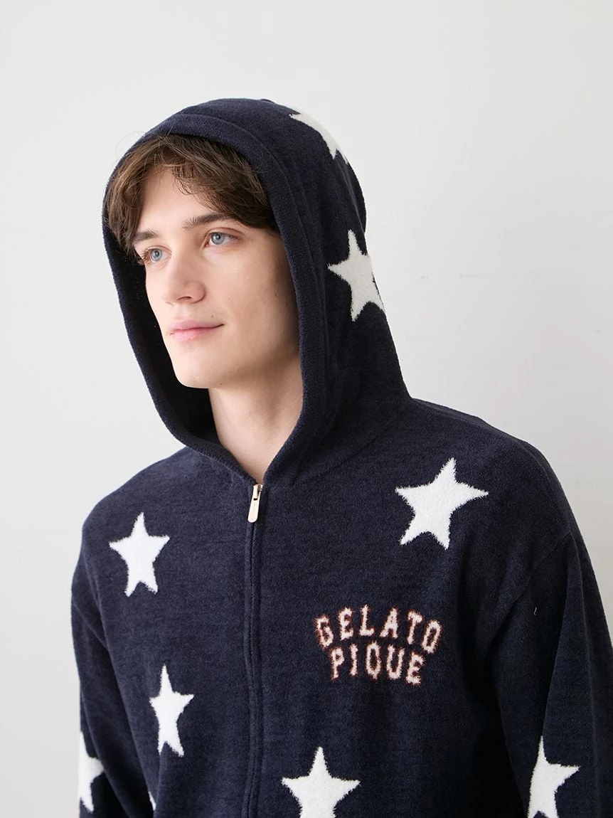 【UNISEX】Airy Moco美式學院風星星提花連帽上衣 PUNT264044