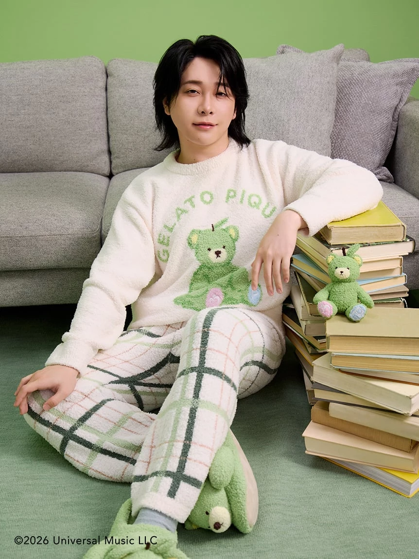 【Mrs. GREEN APPLE】【UNISEX】提花上衣＆Baby Moco格紋長褲SET PUNT265032
