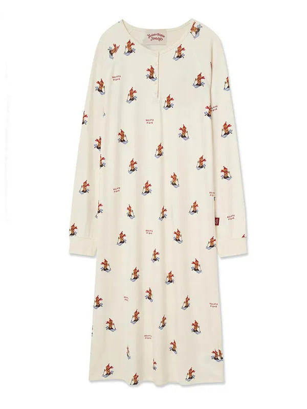 【HOLIDAY】滑雪小熊印花連身睡衣裙 PWCO255254