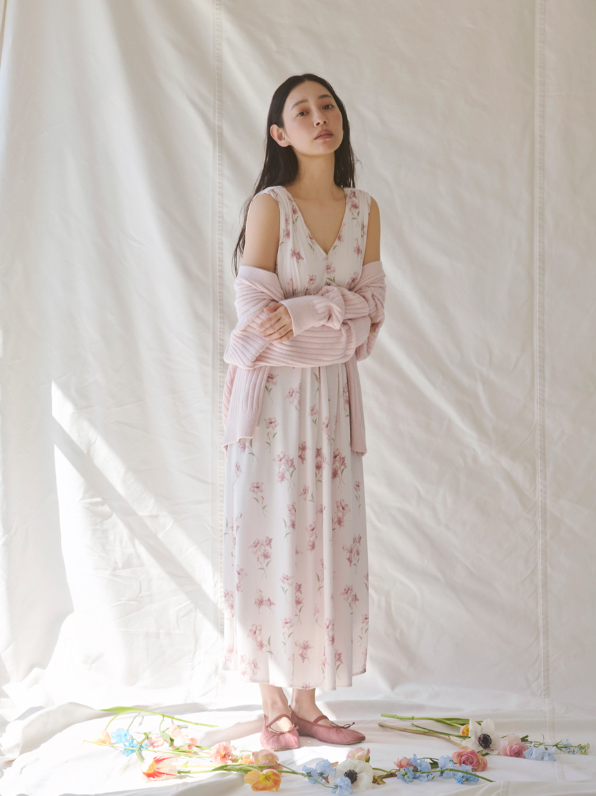 【母親節】花卉印花罩杯連身睡衣裙 PWCO262329