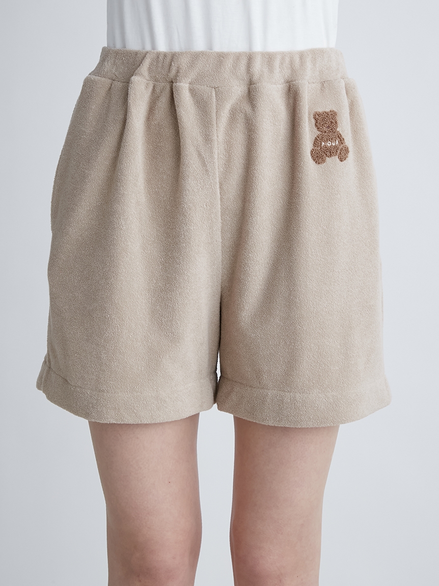 小熊刺繡毛巾布短褲