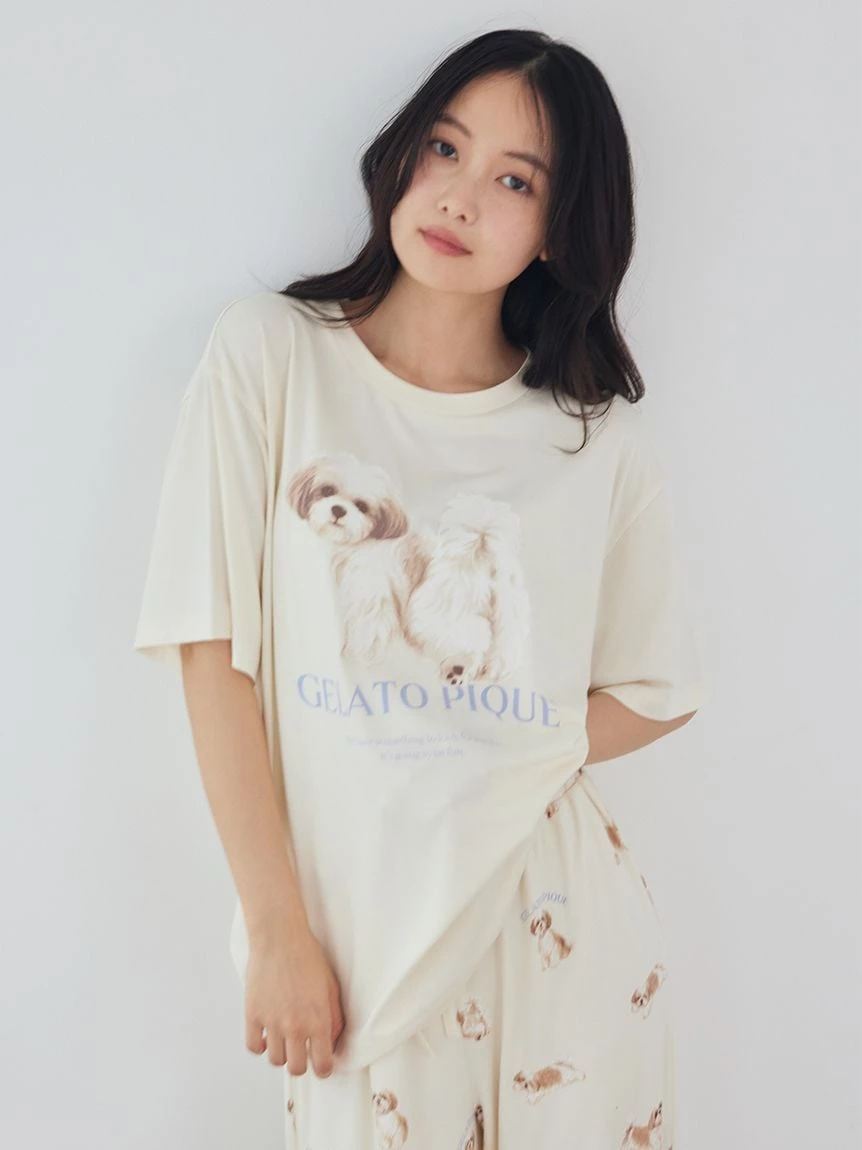 【接觸冷感】【UV CUT】散步小狗印花長褲 PWCP264305