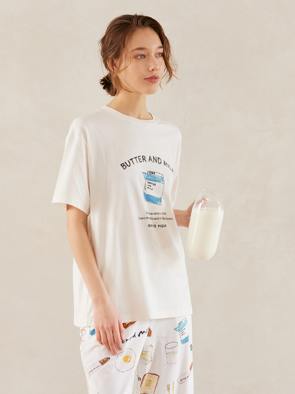 早餐插畫棉質T-Shirt