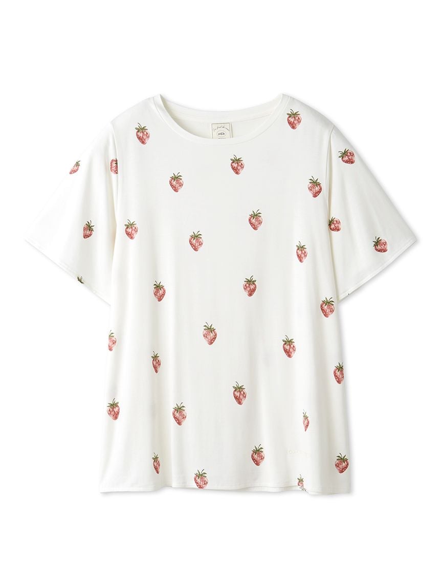 草莓印花嫘縈 T-Shirt PWCT244321-OWHT