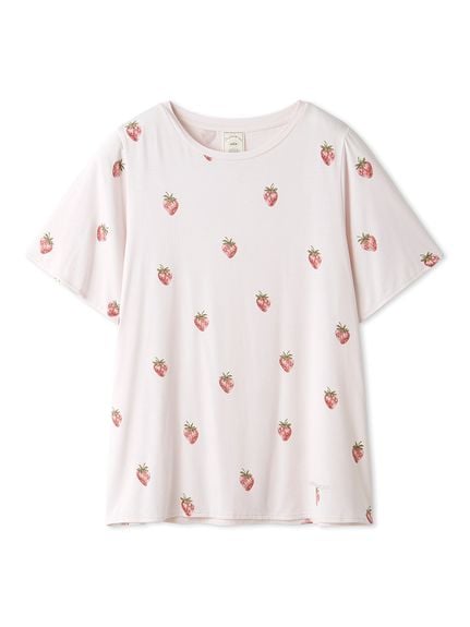 草莓印花嫘縈 T-Shirt PWCT244321-PNK