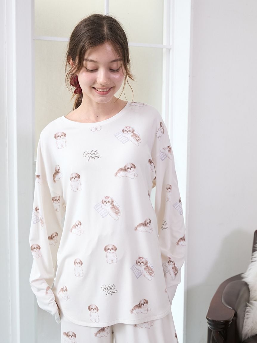 西施犬印花長袖T-shirt PWCT254253