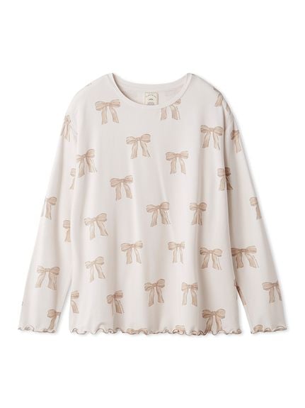 蝴蝶結印花長袖T-shirt PWCT255314-BEG