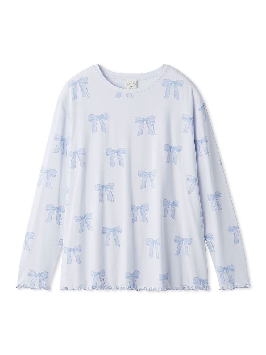 蝴蝶結印花長袖T-shirt PWCT255314-BLU