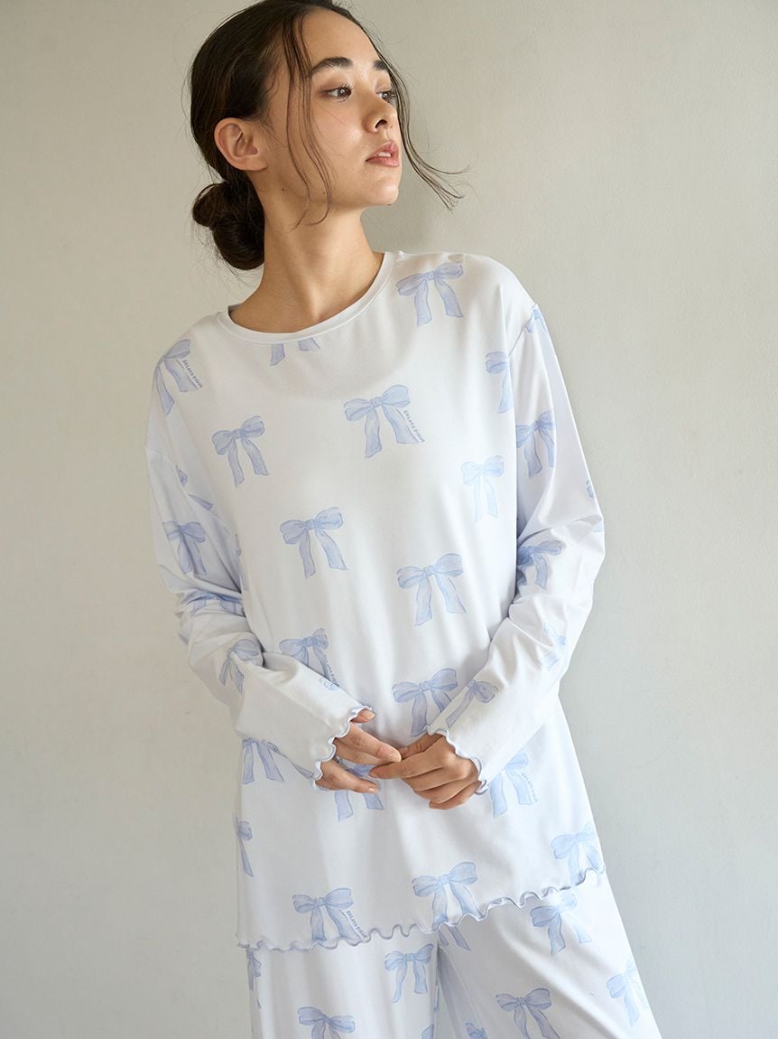 蝴蝶結印花長袖T-shirt PWCT255314