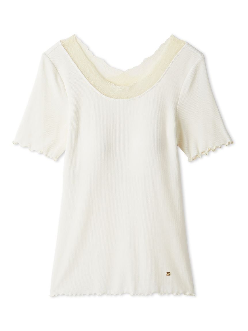 【接觸涼感】羅紋蕾絲罩杯T-Shirt PWCT262264