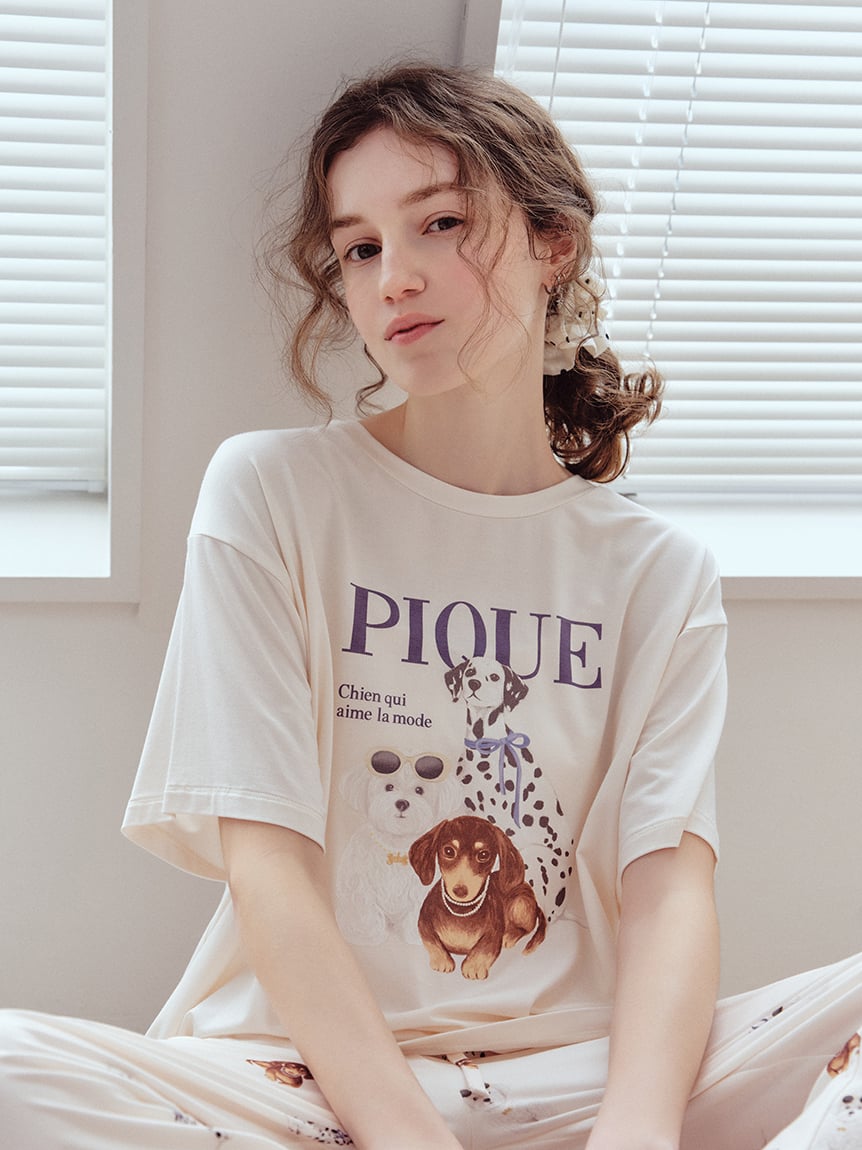 【接觸涼感】CATS&DOGS圖案T-Shirt PWCT262283