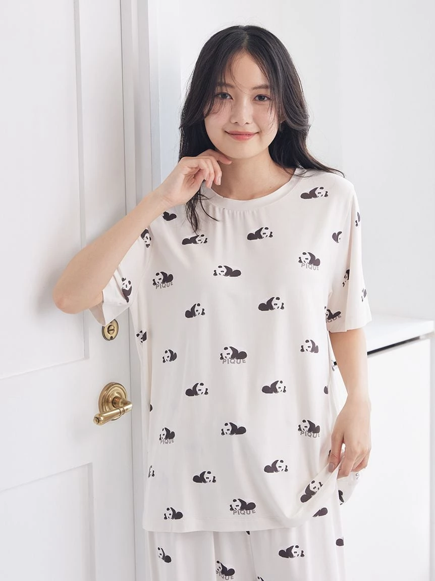 【接觸涼感】熟睡熊貓印花T-Shirt PWCT264275