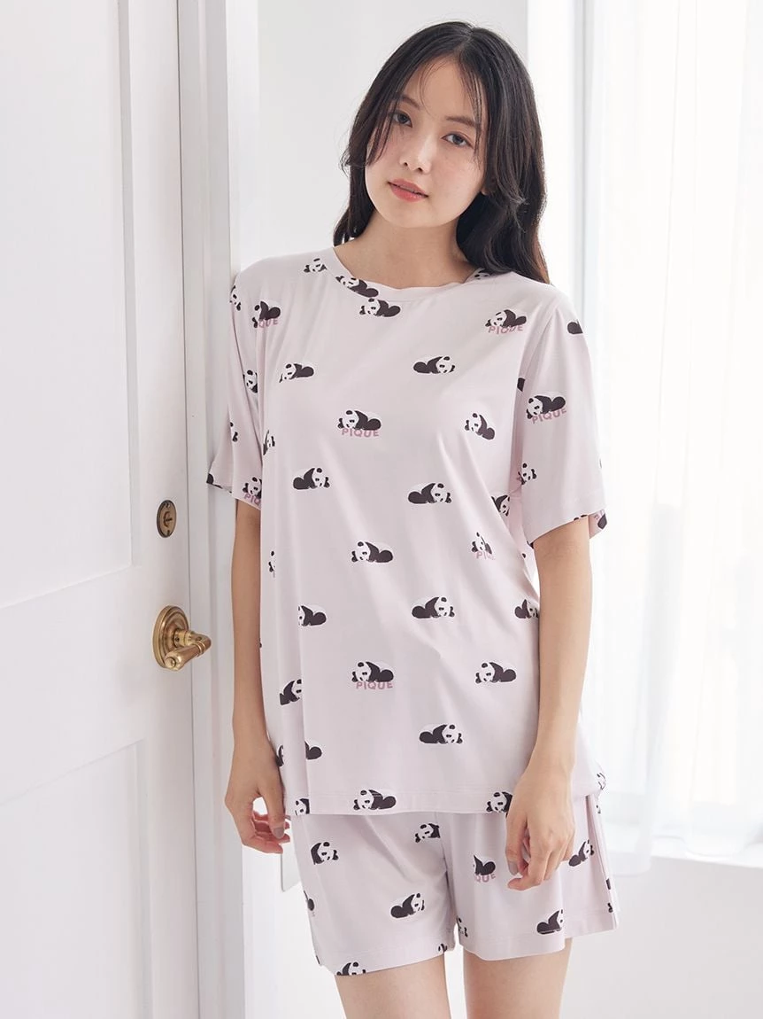 【接觸涼感】熟睡熊貓印花T-Shirt PWCT264275