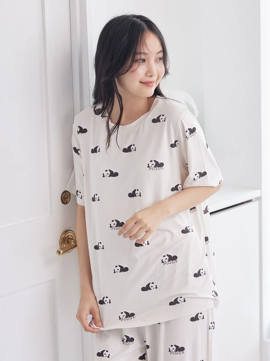 【接觸涼感】熟睡熊貓印花T-Shirt PWCT264275