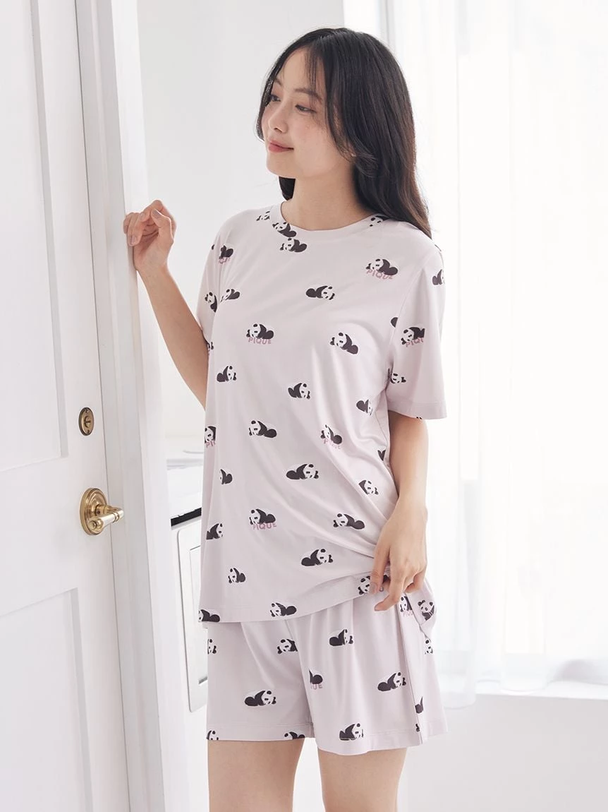 【接觸涼感】熟睡熊貓印花T-Shirt PWCT264275