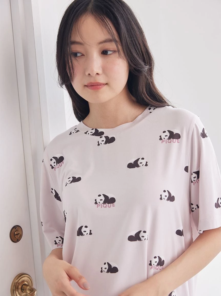【接觸涼感】熟睡熊貓印花T-Shirt PWCT264275