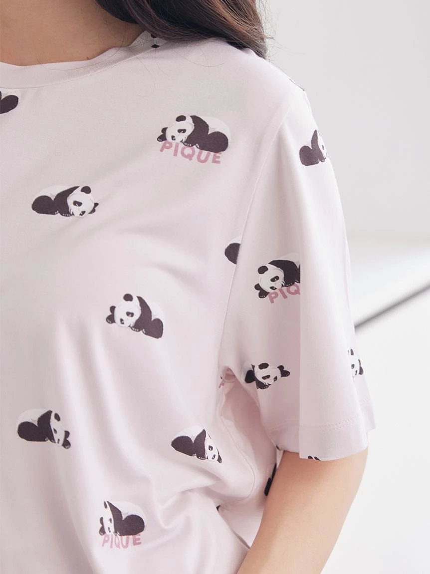 【接觸涼感】熟睡熊貓印花T-Shirt PWCT264275
