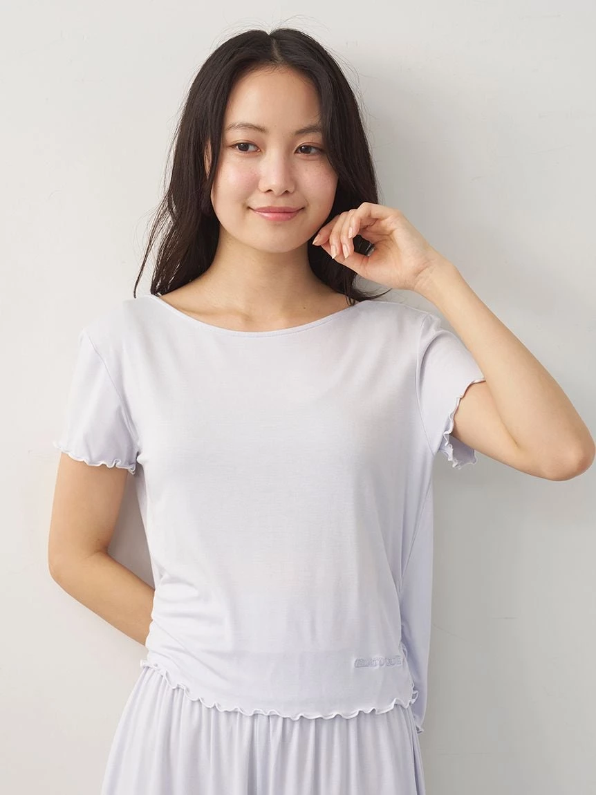 【接觸涼感】芭蕾風嫘縈抓皺 T-shirt PWCT264316