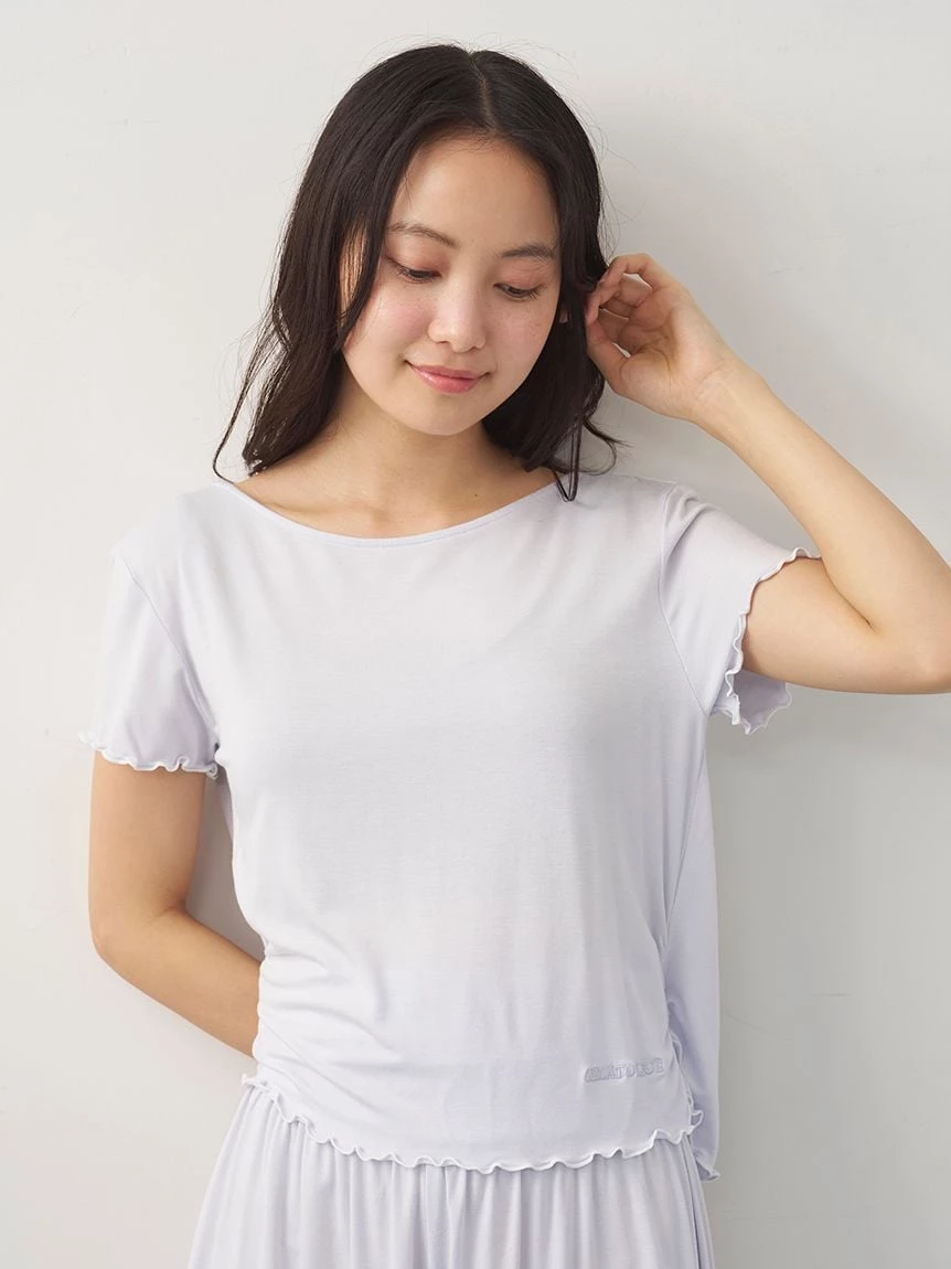 【接觸涼感】芭蕾風嫘縈抓皺 T-shirt PWCT264316
