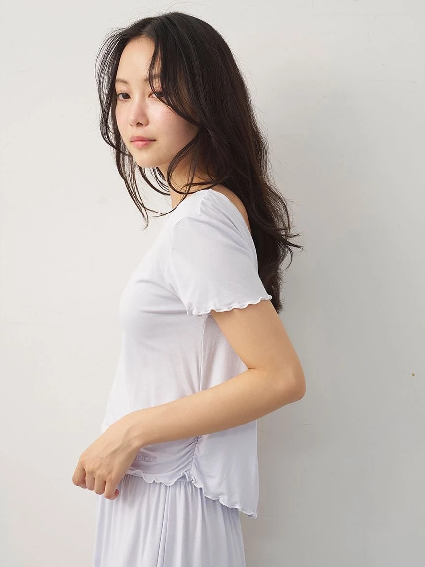 【接觸涼感】芭蕾風嫘縈抓皺 T-shirt PWCT264316