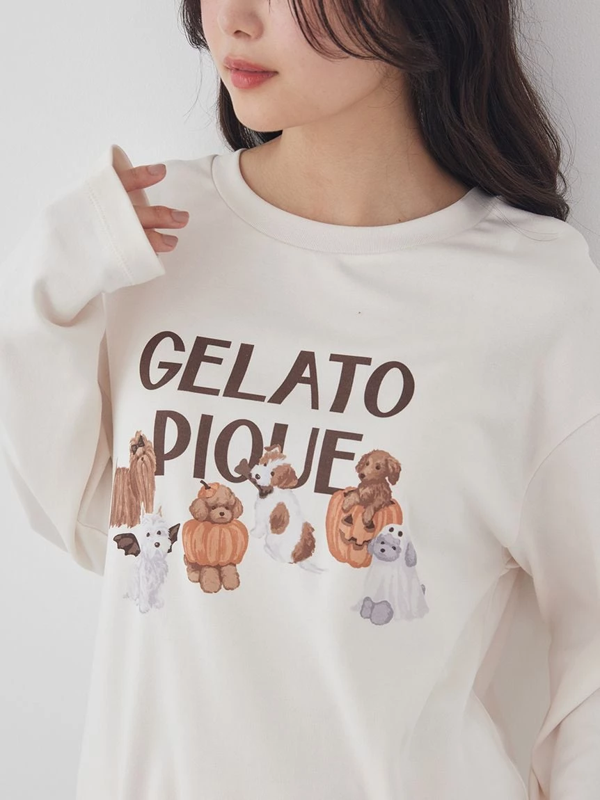 【HALLOWEEN】萬聖夜間遊行狗狗圖案長袖T-Shirt PWCT264328