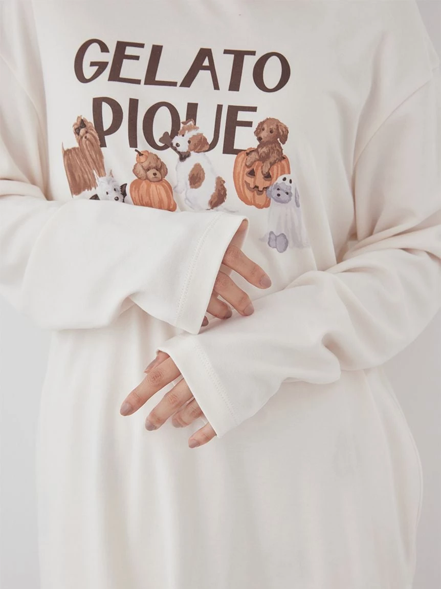 【HALLOWEEN】萬聖夜間遊行狗狗圖案長袖T-Shirt PWCT264328