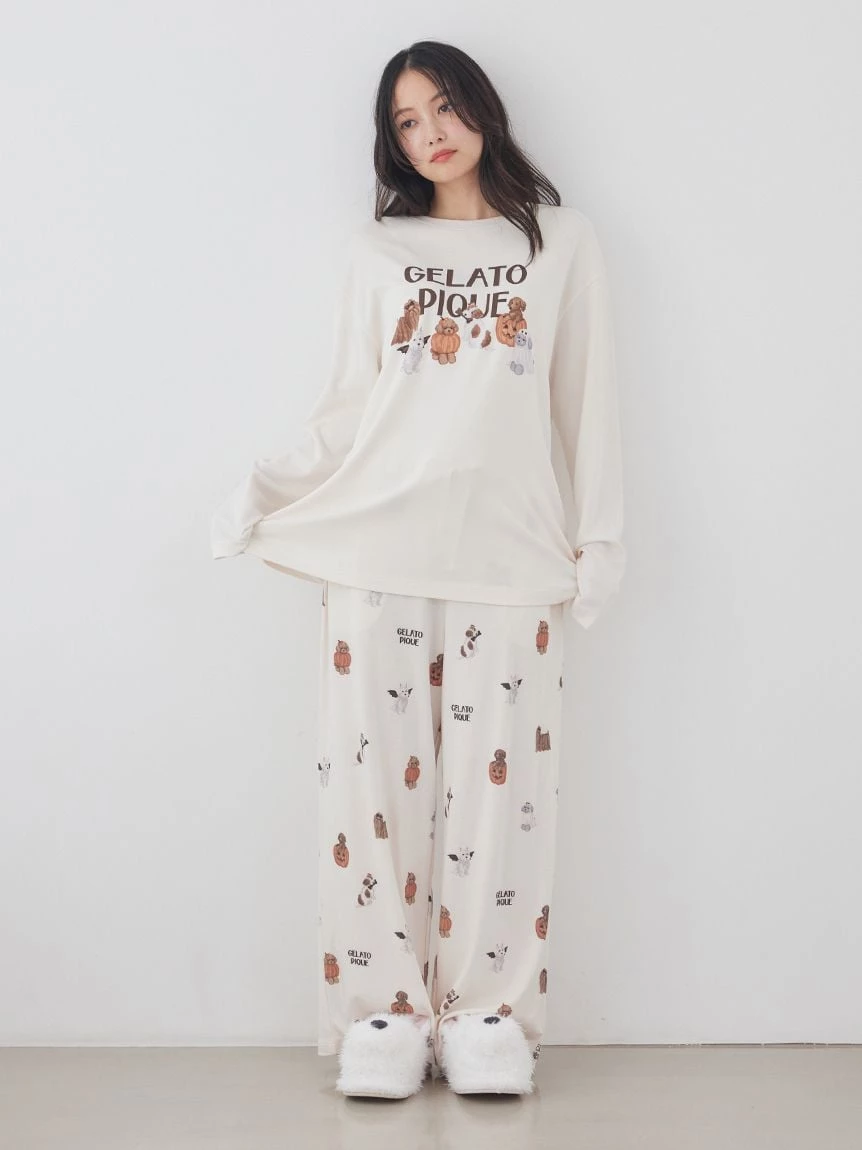 【HALLOWEEN】萬聖夜間遊行狗狗圖案長袖T-Shirt PWCT264328