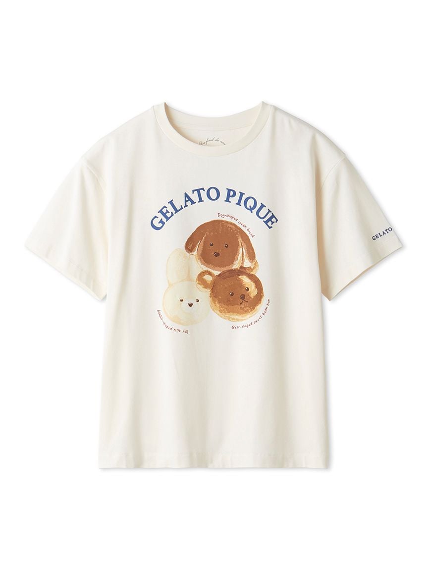 動物麵包圖案T-shirt PWCT264333-CRM
