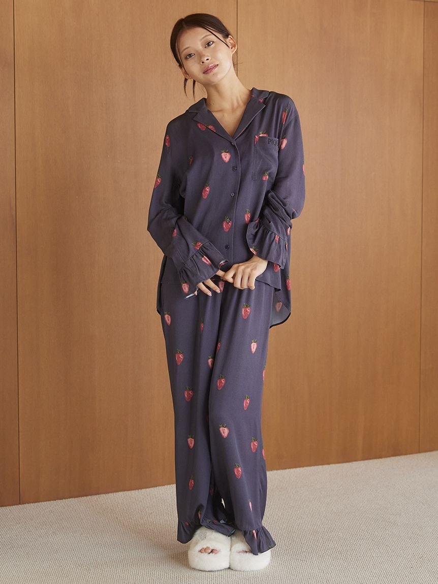 草莓印花斜紋布長褲 PWFP255229