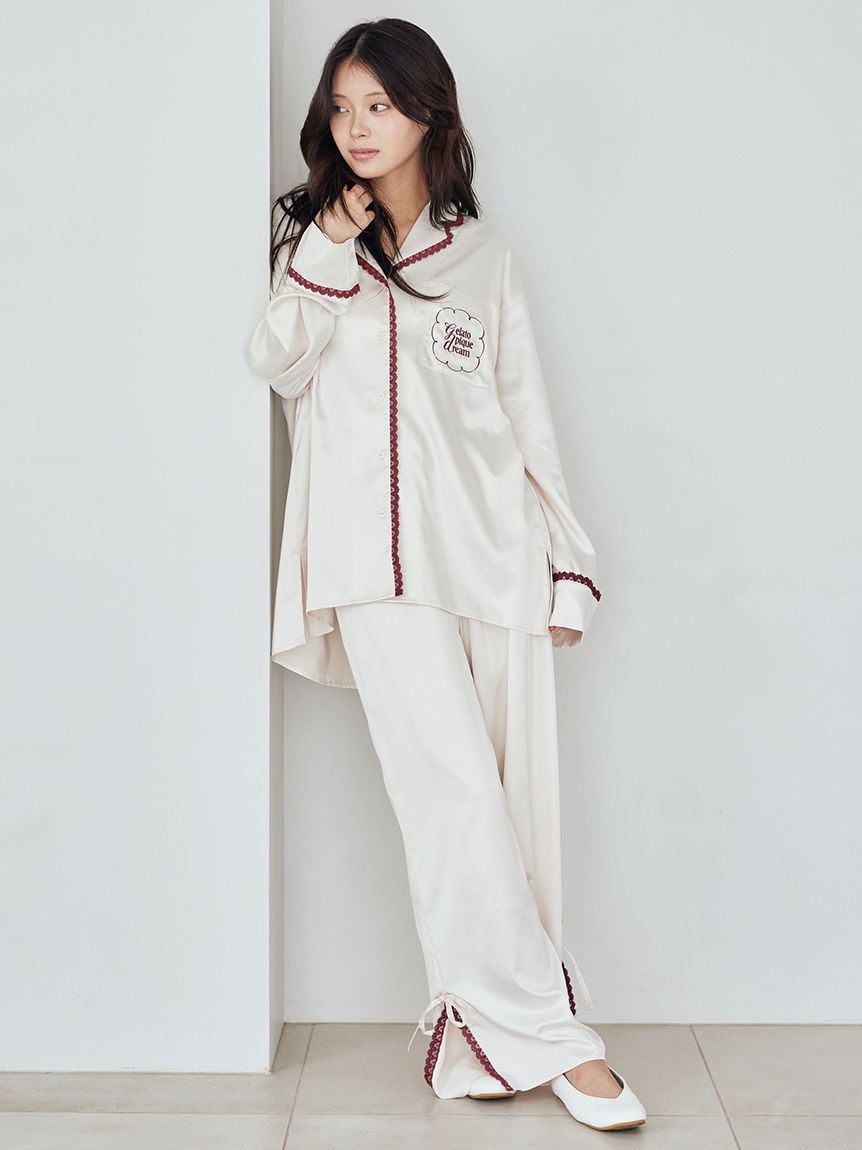 蕾絲緞面長褲 PWFP255266