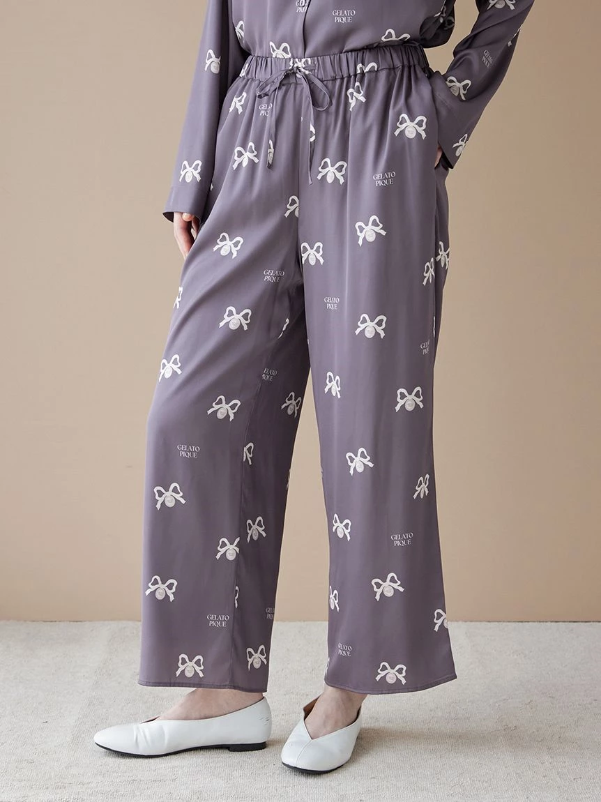 蝴蝶結圖案緞面長褲 PWFP265216